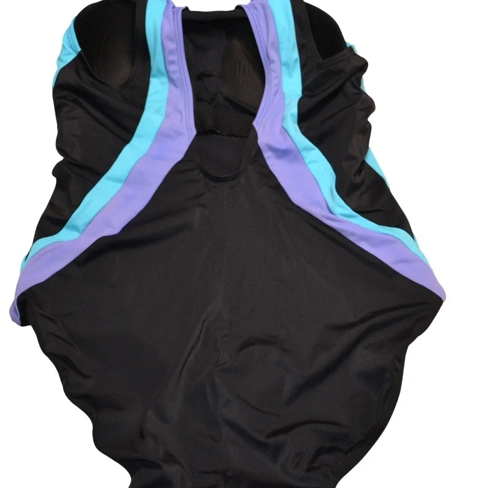 Swimsuits For All‎ One Piece Swimsuit Travel Summer Black Aqua Purple Size 18